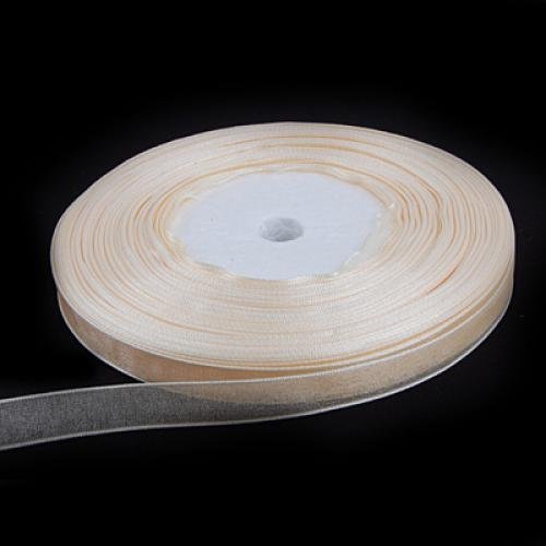 Gleader Cinta De Organza 3/8 Pulgadas 50 Yardas -Color Beige