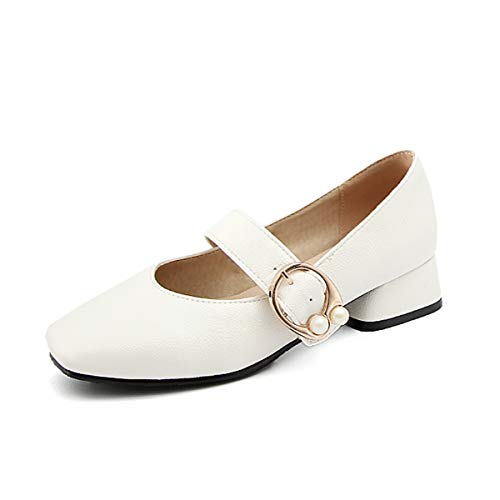 gracosy Merceditas para Mujer Primavera Tacón Bajo Mary Jane Slip On Sintético Cuero Zapatos Cómodo Mocasines Zapatillas de Boda Transpirables Retro