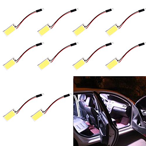 Grandview, panel de luces led COB para el interior de un coche, como luz de lectura, luz de techo, luces interiores con adaptador Festoon BA9S T10, 10 unidades.