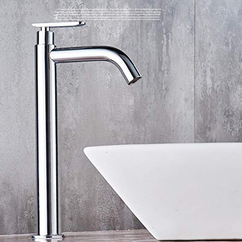 Grifo de agua fría de latón de 30 cm de alto, grifo de lavabo de baño, cromado