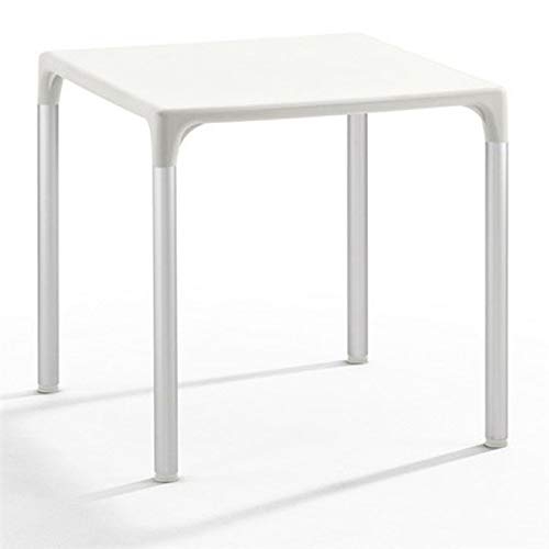 Grupo SDM Pack de 2 Mesas Aluminio, Polipropileno Blanco 74x74 cms