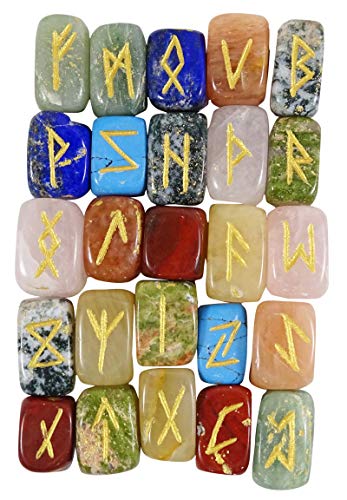 Harmonize  Multistone Tumbled con el Regalo Espiritual curación de Cristal Runa del Alfabeto de símbolos de Reiki