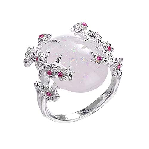 heDIANz Anillos, Joyería De Boda para Mujer, Diseño De Flores, Anillo De Piedras Preciosas De Imitación Ovalado, Decoración De Diamantes De Imitación, Artículo Estados Unidos 9