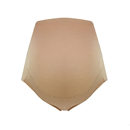 Herzmutter Slip de Embarazo - Bragas de Maternidad - Braguita de Premamá - Ropa Interior para Futura Mamá - Algodón - Juego de 1 y 3-5100 (XL, Beige)