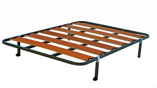 HOGAR24.es-Somier Somieres Lama Ancha con Taco Anti-Ruido + 4 Patas cuadradas con Ruedas Alto 32 cm, Tubo 30 x 30; Medida 135x190