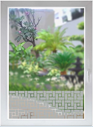 INDIGOS UG decoración de vidrio película - plata lámina decorativa mate - película de ventana opaca - Cuadrángulos satinado mate - 1350 mm de ancho x 500 mm de alto