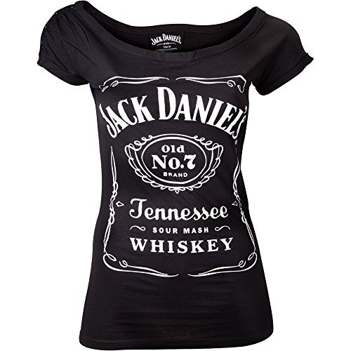 Jack Daniel's Classic Old No.7 Brand Logo Women's Skinny T-Shirt, Black (ts230501jds-s) Camiseta, Negro, Small para Mujer