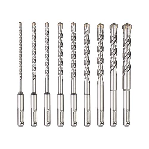 Jinhuaxin Broca de Hormigón, Juego de Brocas para Martillo, 9PCS (5mm ~ 16mm) Brocas Cruzadas Broca de Impacto con Martillo Eléctrico SDS-Plus, para Hormigón, Cerámica, Piedra, Metal, Plástico