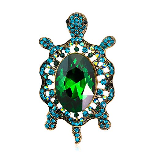 Joy Feel buy Broche refrigeración Cuello Unique Jewellery Kristall-Form Schöne cuckold Dainty Decoración, Green Tortoise, 2.9*5.0 cm