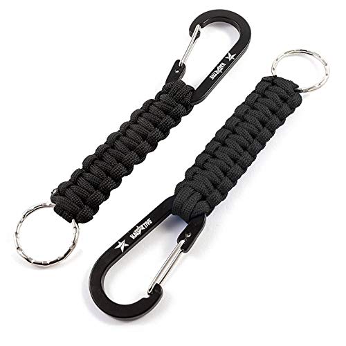 Kadactive Llavero paracord con mosquetón para camping, supervivencia, emergencias, aire libre - pack de 2 - multicolor