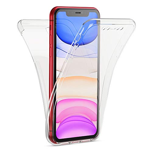 Kaliroo Cover 360 Grados Compatible con iPhone 11 Funda, Full-Body Case Silicona Proteccion Trasera & Delantera, Delgado Estuche Integral Carcasa Robusta Cubierta Protectora Pantalla - Transparente