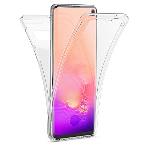 Kaliroo Cover 360 Grados Compatible con Samsung S10 Funda, Full-Body Case Silicona Proteccion Trasera & Delantera, Delgado Estuche Integral Carcasa Robusta Cubierta Protectora Pantalla - Transparente