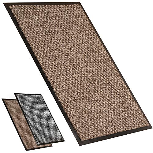 Kitcch Alfombras Pasillo Grandes Exterior & Alfombra Entrada Casa Interior | Estera de Bienvenida Absorbente y Fina para Debajo de la Puerta | Alfombras Lavables | Marrón/Beige 80x120 cm