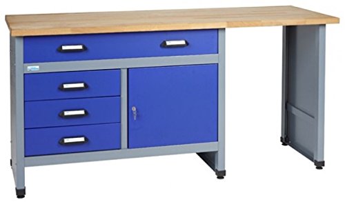 Küpper Banco de trabajo modelo 12037, ancho 170 cm, color azul ultramarino