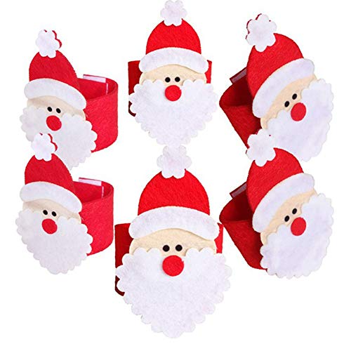 Kylewo Juego de 8 servilleteros navideños, Hebilla de Papá Noel servilleteros servilleteros Banquete de Bodas para Navidad, Festival, decoración de Mesa