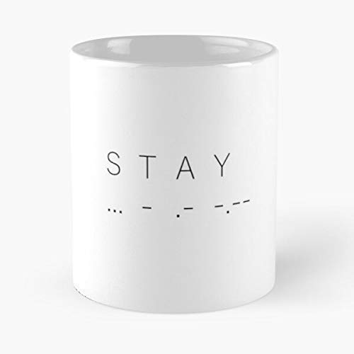 l amor trasciende el tiempo y el espacio - Stay Code Morse Interstellar Christopher Nolan Zimmer Classic Mu Las divertidas tazas de café para Halloween, vacaciones, decoración de fiesta de Navidad Whi