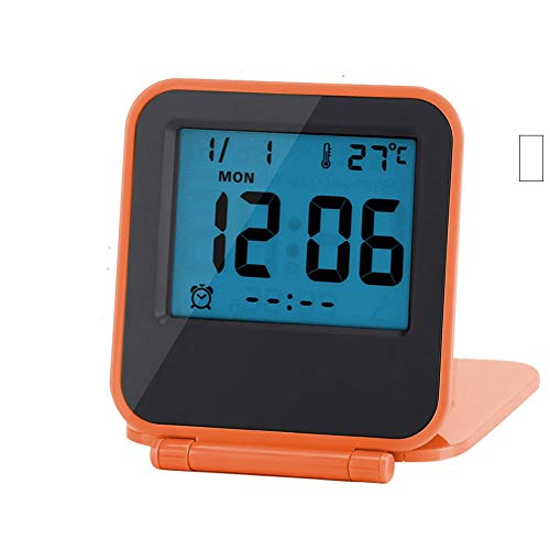 LED Digital Alarma Despertador,Mini Portátil Plegable Reloj de Viaje con Luz de Noche,Fecha, Calendario ,Temperatura, Función Snooze, 12/24 Horas, para Dormitorio Oficina Viaje