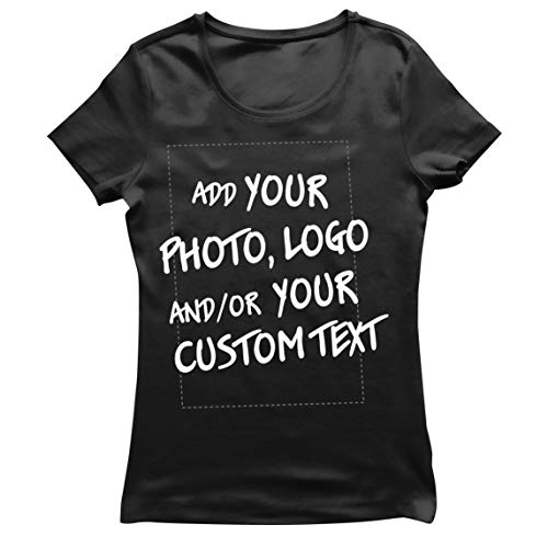 lepni.me Camiseta Mujer Regalo Personalizado, Agregar Logotipo de la Compañía, Diseño Propio o Foto (Large Negro Multicolor)