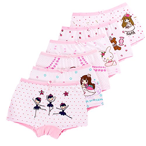 LeQeZe Braguitas Bóxer Ropa Interior para Niñas 2-11 años(Paquete de 6)(Girls-01,8-9 años)