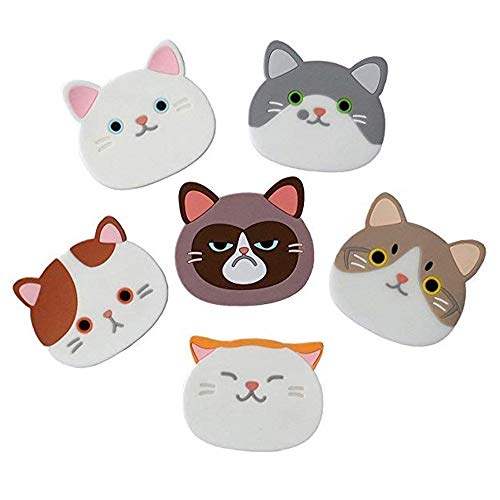 Lezed Juego de Gato Posavasos de Silicona, Estera de Taza para Decoración de Gato, Antideslizante, Alfombrilla de Goma para Vino, Vidrio, Café y Bebidas, el hogar casa, Cerveza Conjunto de 6