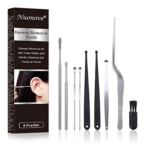 Limpia Oidos Cera, Ear Wax Removal, Limpieza Cerumen Oído, Kit de Limpieza para Oídos, Acero Inoxidable Removedor de Cera de Oído, 8Pcs Incluye caja de almacenamiento de limpieza