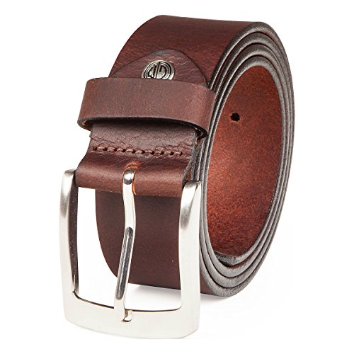 Lindenmann - Cinturón para vaqueros XXL, 4 mm, de cuero de búfalo, para hombre marrón 90