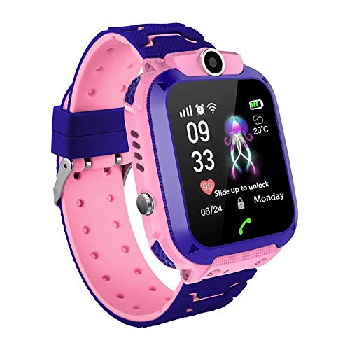 Localizador GPS Niños, Reloj GPS Niños Localizador con SOS Anti-Lost Alarm para Tarjeta Pantalla Táctil Smartwatch para 3-12 Años De Edad Regalo De Cumpleaños Niñas