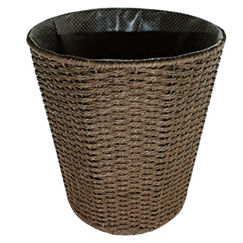 Lommer - Papelera de 28 x 25 x 21 cm con estructura de hierro tejido, para el hogar, cesto de basura sin tapa para dormitorio, cocina, baño u oficina (café)