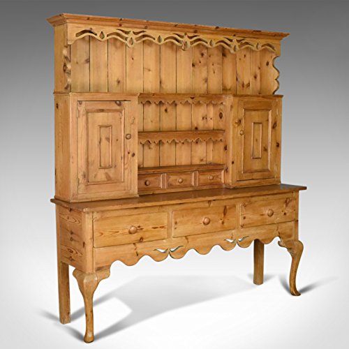 London Fine Antiques Vestidor Grande de Pino con Sabor Victoriano, Armario de Cocina de Campo de Finales del Siglo XX.