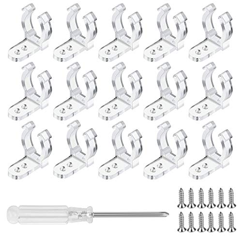 LOPOTIN 100pcs Clip Transparente Cables Clip de Fijación LED con 200pcs Tornillos para Franja Ilumanada de Diámetro 11-13mm para Fijar Cuerda Redonda Iluminada en Pared Madera y Cartel Club Bar Boda