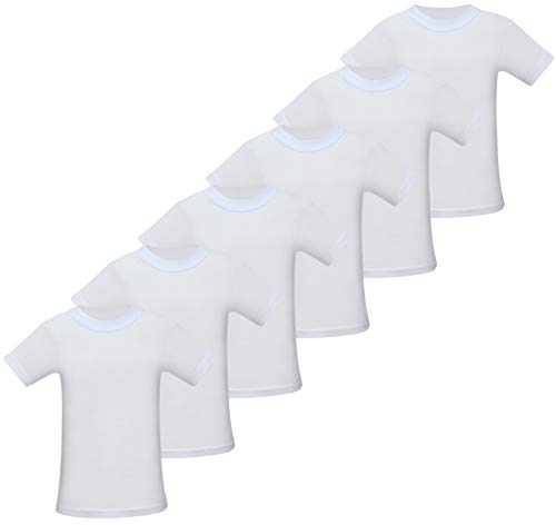 LOREZA ® 6 Paquetes para niños Camiseta Unisex de Manga Corta Chicos Chicas (92-98 (2-3 años), Blanco - 6 Pcs.)