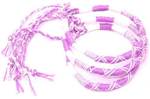 Lot de 3 Pulsera Tejida Amistad algodón Friendship algodón macramé Puerta Felicidad Morado Blanco Hombre Mujer Niña Niño