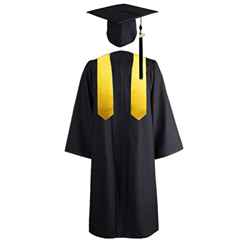 LUOEM Juego de 3 Piezas de Gorro de Graduación con Borla Drapeado 2020 Bachelor High School Engineering Student Gown Cosplay Performance Set (179-186Cm)