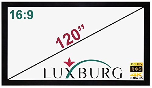 Luxburg® 120" 266x149cm 16:9 Full HD 3D Pantalla de proyección Fija de Pared - Marco de Aluminio - Tela PVC (105" x 59") - Modelo año 2016