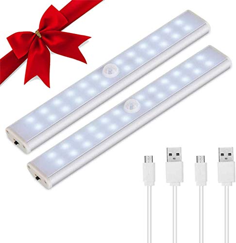 Luz Armario con Sensor de Movimiento,Lacyie 24 LED 2000mAh USB Recargable Automático Luces con3 Modos Lámpara Nocturna LED de Armario con Tira Magnética,para Armario,Pasillo y Emergencias Gabinete