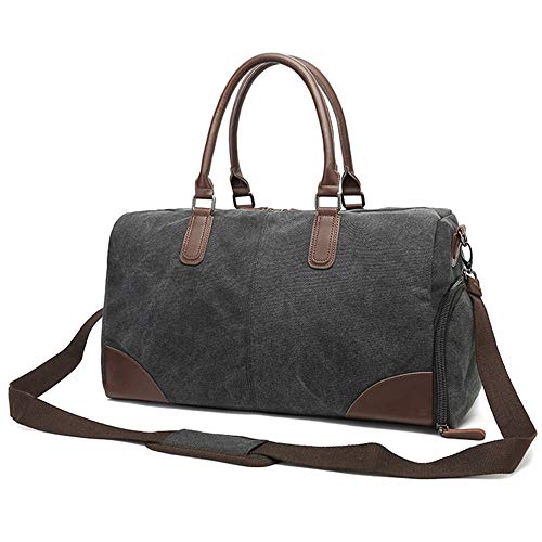 Lwieui-HB Bolsa de Viaje de Mano para Hombre Bolso de Lona Bolso de Mano Impermeable Bolso Deportivo Tote Deportes Bolso de Hombro de Gran tamaño Bolsa de Viaje (Color : Black, Size : 47x20x29cm)