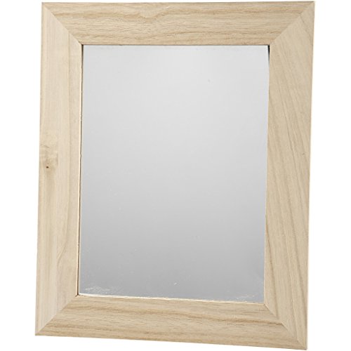 Marco de madera con espejo, rectangular, medidas 26x32 cm, tallar: 18x24 cm, árbol del té, 1ud