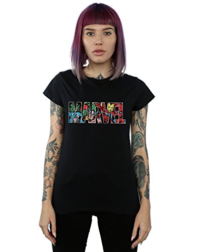 Marvel Comics Mujer Logo Character Infill Camiseta Negro Small