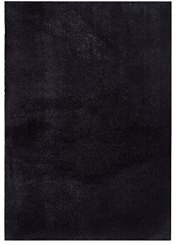Mia´s Teppiche Olivia - Alfombra para salón, 100% poliéster, Color Negro, 80 x 150 cm