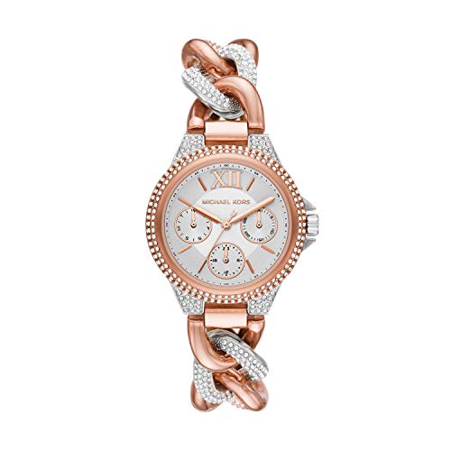 Michael Kors Women's Camille Quartz Watch with Stainless Steel Strap, Pink, 9 (Model: MK6843)