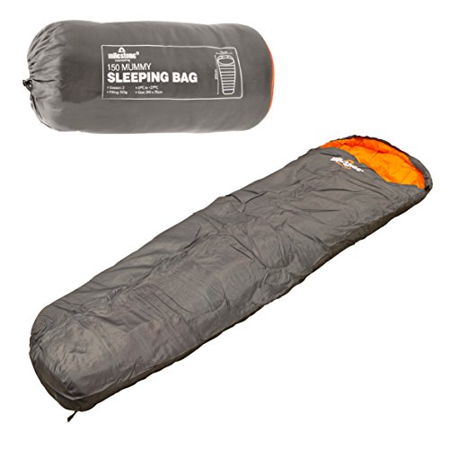 Milestone Camping - Saco de dormir momia para acampada, color gris oscuro [Dark Grey (Orange)]