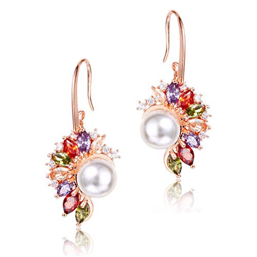 MINCHEDA Pendientes de Mujer Oro Rosa, Joyería de Mujer con Cubic Zirconia, Regalo de Cumpleaños, Navidad, Día de San Valentín