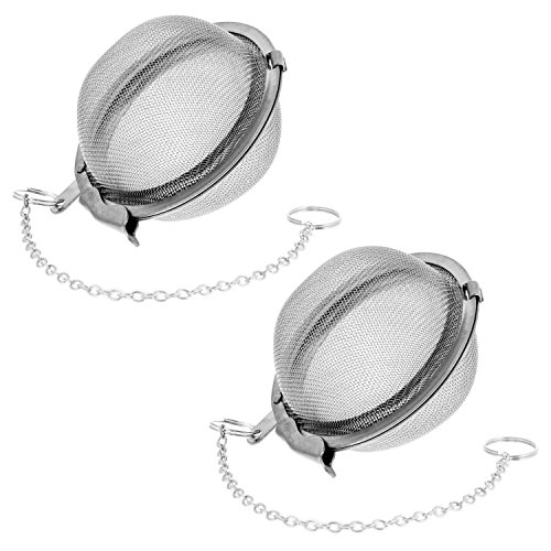 MINGZE Infusor de té de 2 piezas, colador de té de 5 cm de diámetro malla fina de filtro juego accesorios acero inoxidable 304 coladores perfectos para té de hojas sueltas y especias condimentadas