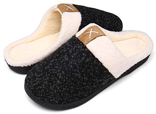 Mishansha Zapatillas Invierno Hombre Casa Memory Foam Zapatos Antideslizante CáLido Pantuflas Casa Cómodas Suave Slippers,Negro,46/47