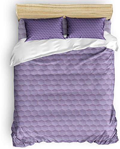 Miwaimao Línea geométrica Violeta,Juego de Ropa de Cama con Funda nórdica de Microfibra y 2 Funda de Almohada - 240 x 260 cm