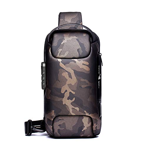 Moda impermeable USB pecho bolsa de los hombres Oxford tela cremallera Crossbody paquetes nuevo USB antirrobo hombres al aire libre ocio hombro Mensajero