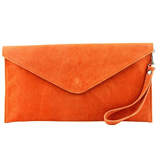 modamoda de - ital embrague/noche bolsa de gamuza T106, Color:naranja