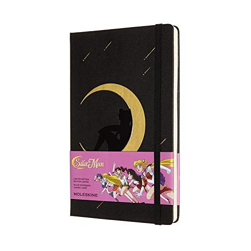 Moleskine Sailor Moon Luna - Cuaderno páginas forradas, tamaño grande 13 x 21 cm, color negro