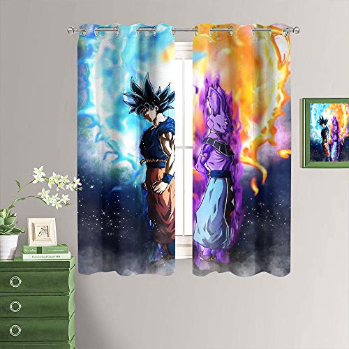 MRFSY Dragon Ball Japan Anime Goku Cortinas para armario, con ojales, aislamiento térmico, cortina divisora para sala de estar 106 x 182 cm