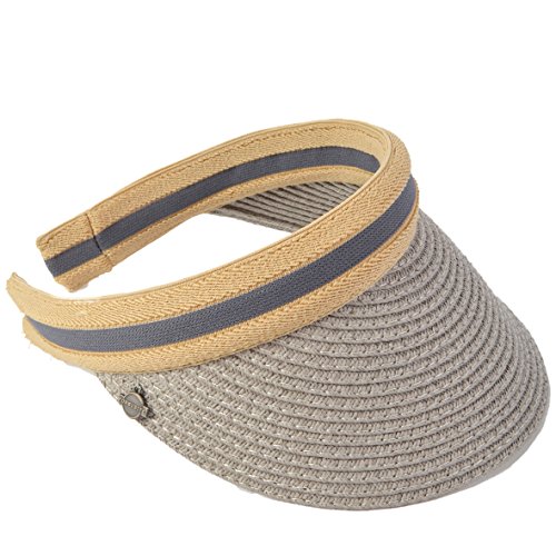 Mujeres Golf Deportes Viseras Sombreros Playa Paja Verano Visera Gorra (Gris)